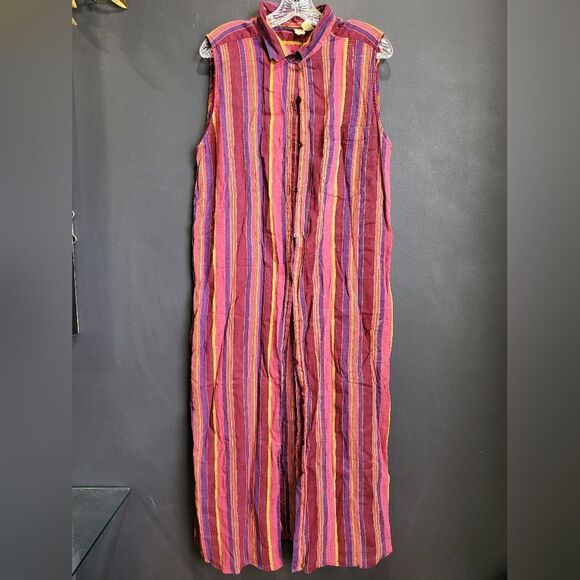 Vintage Victoria's Secret Sleeveless Maxi Shirt Dress Sheer Dual Side Split Sz L - Picture 3 of 16
